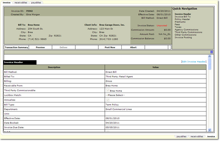 samples of invoices apex
