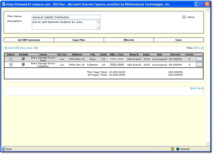 Creating a List Bill Plan